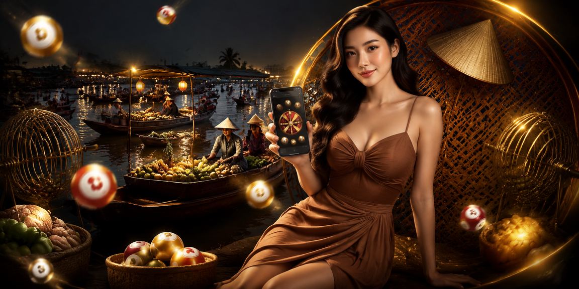 Người chơi xổ số trực tuyến với nón lá truyền thống tại Cần Thơ