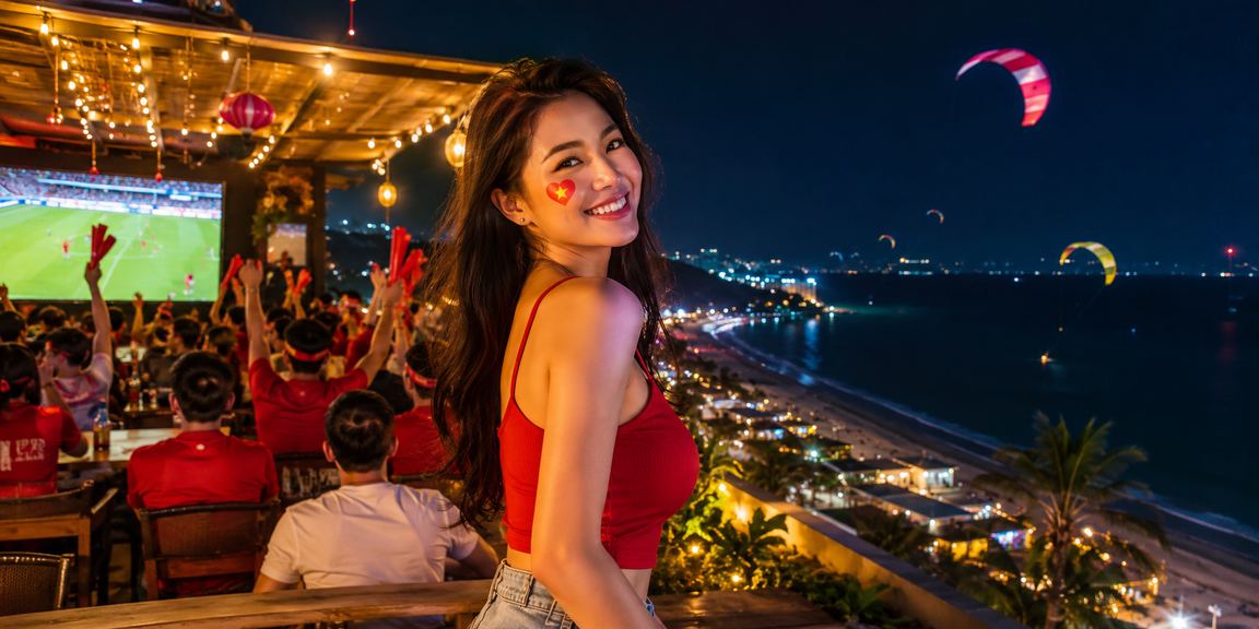 Người hâm mộ bóng đá thưởng thức cá cược thể thao với cà phê tại Mũi Né